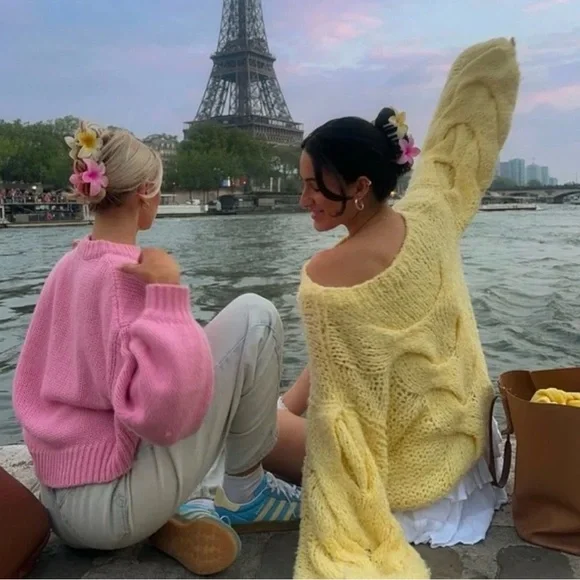 Rumored Soft Yellow Nonna Chunky Crew Neck Sweater - Picture 9 of 12